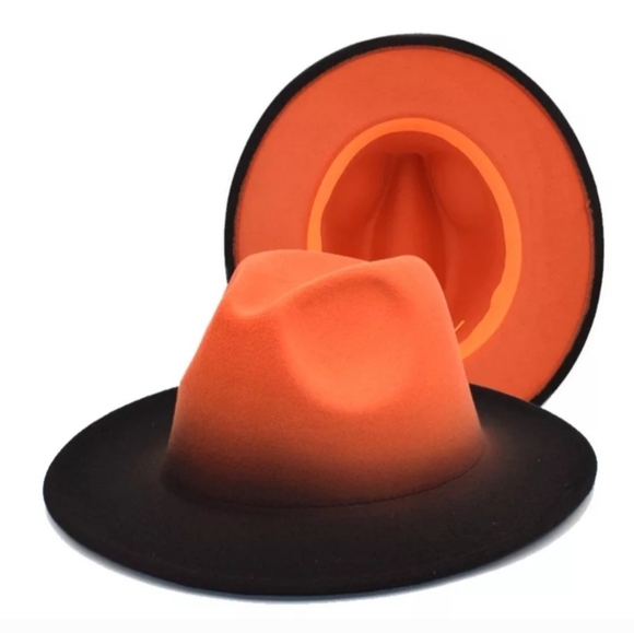Orange Ombre Fade Fedora Hat - Picture 1 of 2